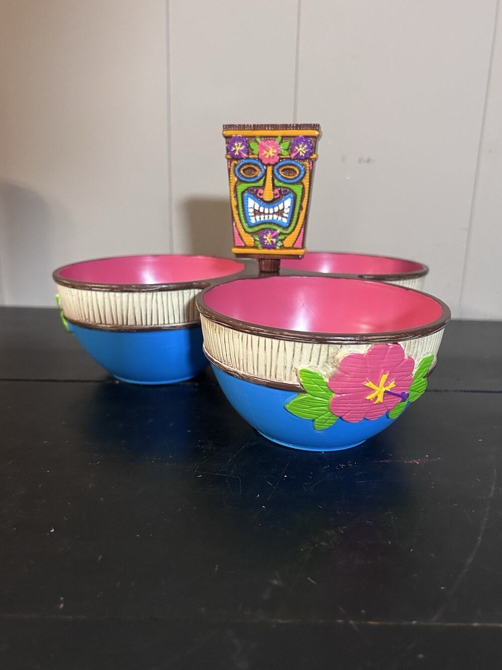 Amscan Tiki Tropical Serving Bowl Set 3 Plastic Bowls Centerpiece Party Luau
